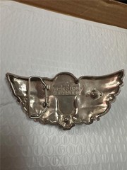 Vintage Washed Up Hollywood Skull with Wings Belt Buckle As Is