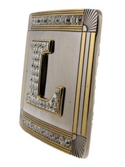 Initial L Letter Belt Buckle Bling Rhinestones Men Gold Metal Western Fashion