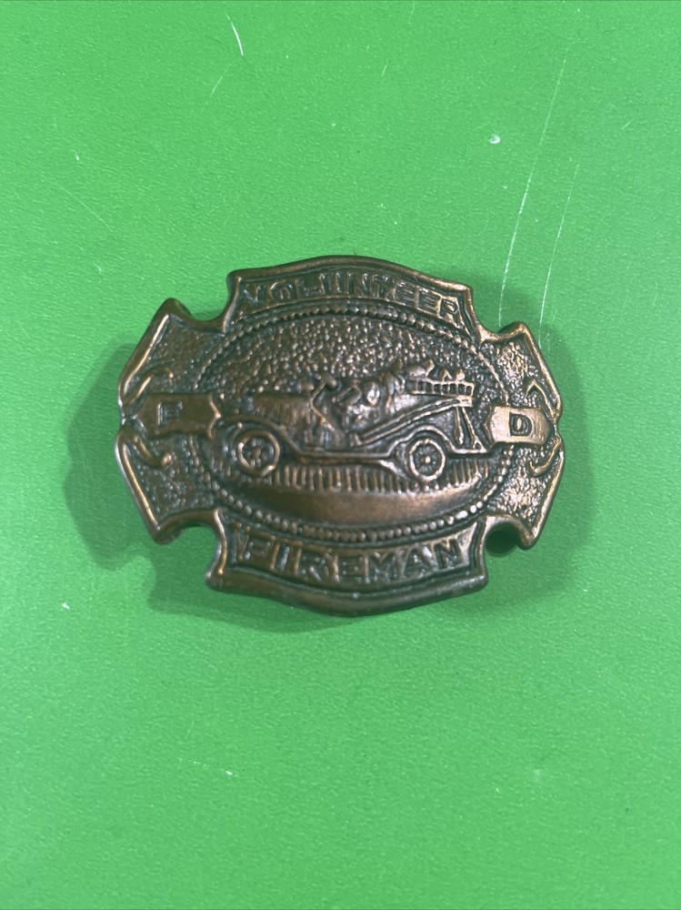 Volunteer Fireman Belt Buckle Vintage First Responders Rural FD VFD Firetruck