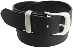 Solid Brass Buckle and Keeper Quality Full Grain Genuine Leather Belt 41004. BLK