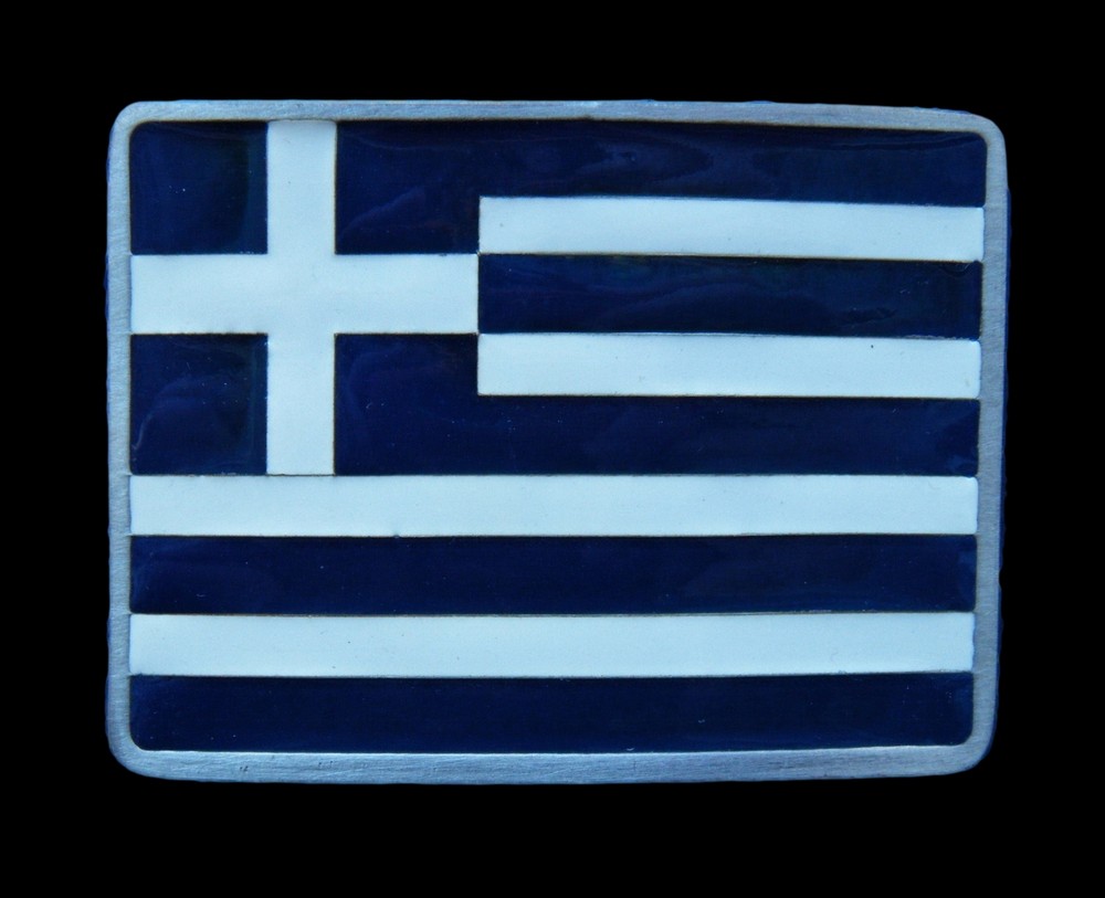 BOUCLE DE CEINTURE GREEK GREECE BLUE WHITE BELT BUCKLE FLAG