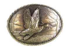 1980 Duck In Flight Solid Brass Belt Buckle By GREAT AMERICAN BUCKLE CO 52316