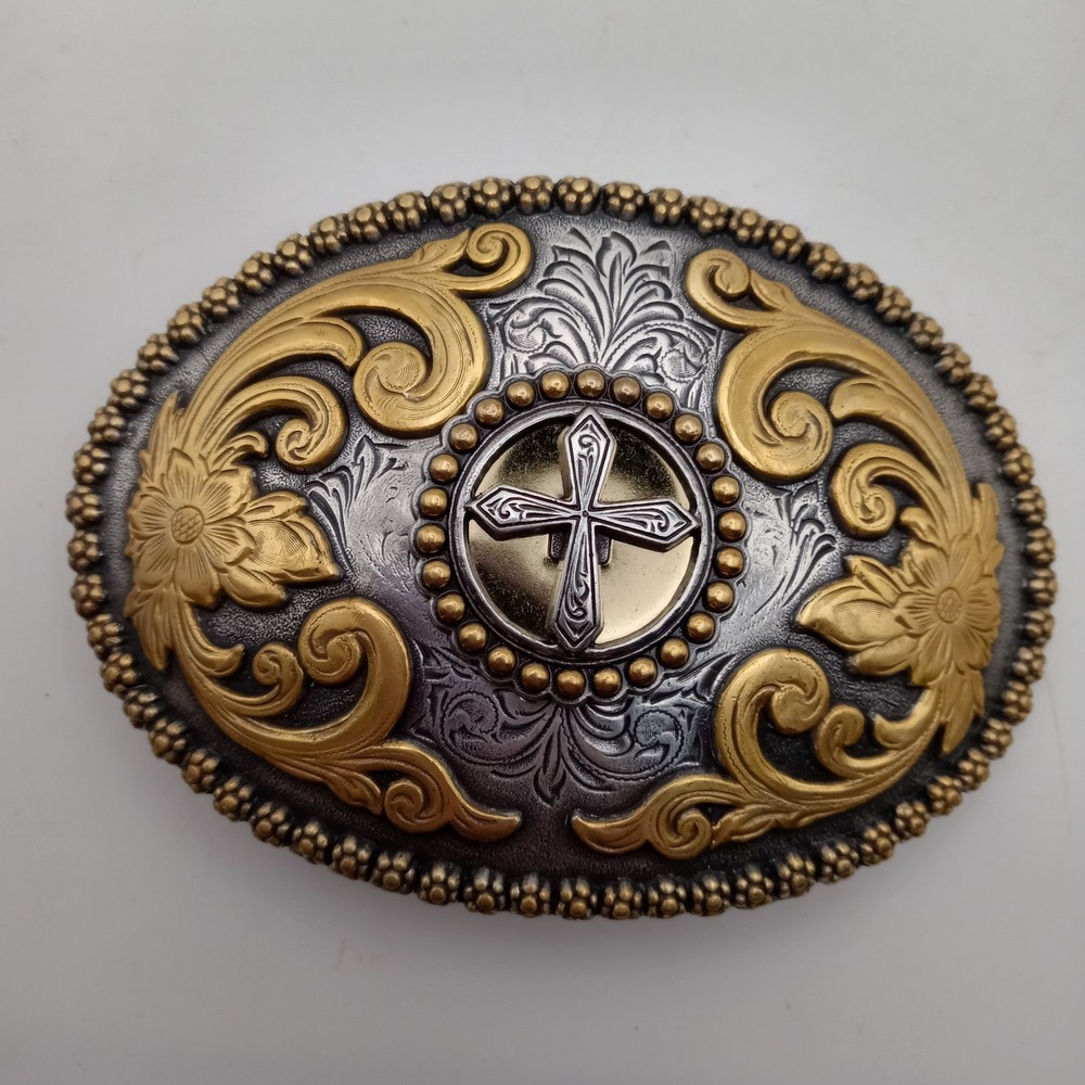 Nocona Western Belt Belt Belt Large Sliver Gold Metal Cowboy Western Christian