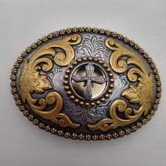 Nocona Western Belt Belt Belt Large Sliver Gold Metal Cowboy Western Christian