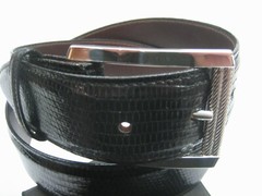 STERLING SILVER 925 BUCKLE WITH GENUINE LIZARD 1.5&Prime; BELT MADE IN U.S.A.