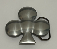 Playing Card Suit Belt Buckle Clover Silver Toned Clover Leaf