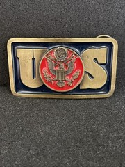 Belt Buckle WWII Eagle Crest Emblem Limited Edition American Blue & Red enamel