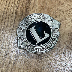 Vintage Lions International Club Belt Buckle Pewter 1015