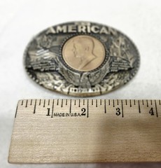 Rainy Mountain An American JFK Bronze Medal Solid Brass Belt Buckle COA Box NOS