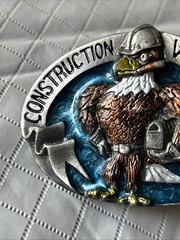 American Construction Worker Heavy Numbered Belt Buckle 1988 USA Eagle