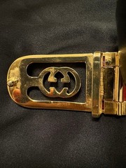 GUCCI Pre-Owned Old Gold Buckle Leather Belt
