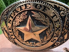 Vintage Belt Buckle Lot Western Texas Star Eagle Solid Brass Nickel Cowboy ADM