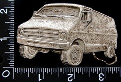 LL26170 NEAT VINTAGE ***DIECUT VAN*** SILVERTONE BELT BUCKLE