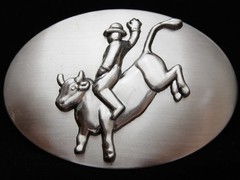 OC15145 REALLY NICE **BRONC RIDER** RODEO WESTERN & COWBOY SILVERTONE BUCKLE