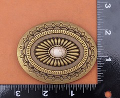Antique Brass Western cowboy Flower Pattern Turquoise Leathercraft Belt Buckle
