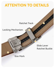 CHAOREN Mens Belt – Ratchet 32&Prime; to 38&Prime; Waist Adjustable, Black