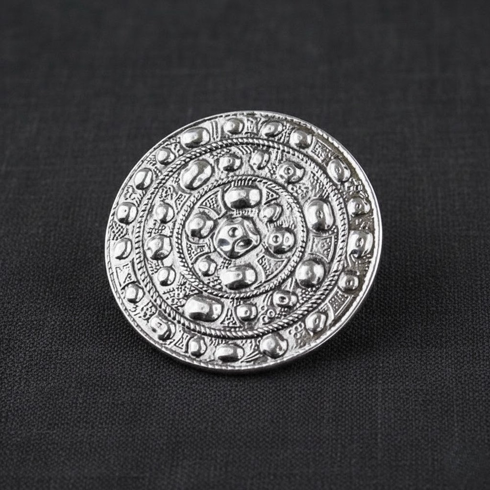 Round Amulet Belt Buckle Medieval Style Metal Antique Brass Look