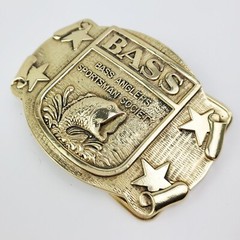 BASS Belt Buckle Anglers Sportsman Society Fishing Solid Brass 3&Prime;