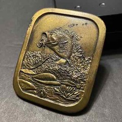 Bass Fishing 1976 Vintage Indiana Metal Craft Solid Belt Buckle