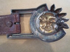 HUGE KIESELSTEIN CORD CELESTIAL SUN BUCKLE AND BROWN LIZARD BELT SIZE 2