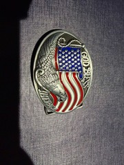 American Eagle God Bless America Blue Jeans Belt Buckle