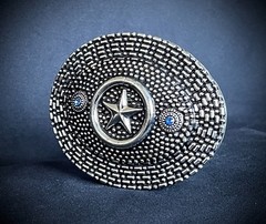 “Lone Star Reliquary” Belt Buckle Handmade 4×3 Leather back OOAK Darren McNeese
