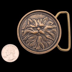 Solid Brass 1970s Cat Vintage Belt Buckle