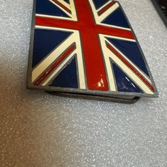 British Flag Belt Buckle Metal Pewter Tone Made Mexico Reissue