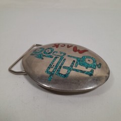Vintage Mack Truck Semi Tractor Belt Buckle Metal with Crush Stone Inlay Design