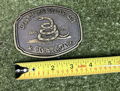America Don&rsquo;t Tread On Me Gadsden Flag Snake Belt Buckle Antique Bronze Tone