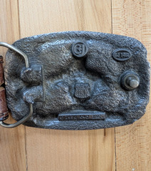 Western Belt Buckle with Horse &lsquo;End of the Trail&rsquo; leather embossed USA Belt