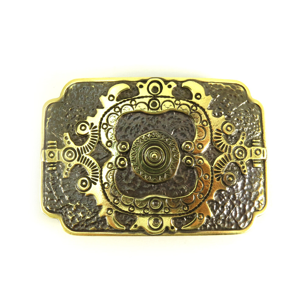 Brass belt buckle Sun, Ornamental, Christian, Ukrainian traditional cross amulet