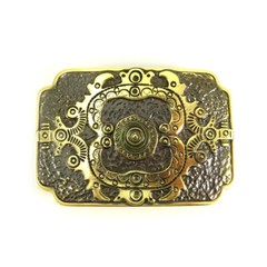 Brass belt buckle Sun, Ornamental, Christian, Ukrainian traditional cross amulet