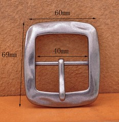 Vintage Silver Square Center Bar Pin Buckle for Leathercraft Belt Fit 40mm Strap