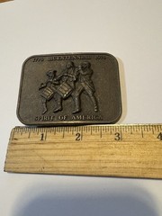 Vintage Spirit Of America 76 Bicentennial Belt Buckle 1776 1976 Brass
