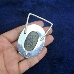 Natural Pyrite Belt Buckle Silver Plated Handmade Western Cowboy Statement Buckl