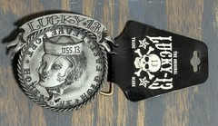 NOS Y2K Lucky 13 Apparel Metal Belt Buckle Brandi Spinner Tattoo Sailor