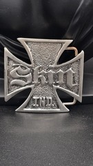 Skin Industries Maltese Cross Belt Buckle 3&Prime; x 3&Prime; Heavy Silver Tone Metal…