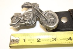 Bergamot Brass Works 1979 USA Made Motorcycle Belt Buckle 42-44 Leather Belt