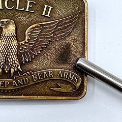 Vintage LS Brass Belt Buckle Article II Right to Keep and Bear Arms Eagle USA