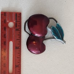 Vintage Inspired Cherry Belt Buckle, Pewter Cute Y2K Accessory 🍒 Retro 90&rsquo;s