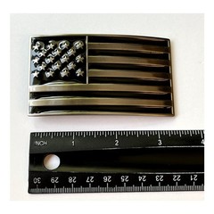 Silver and Black American Flag USA United States Belt Buckle