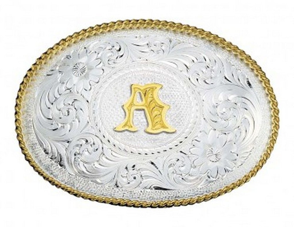 Montana Silversmiths Western Belt Buckle Oval Engraved Initial 700
