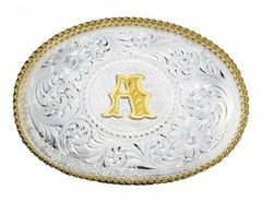Montana Silversmiths Western Belt Buckle Oval Engraved Initial 700