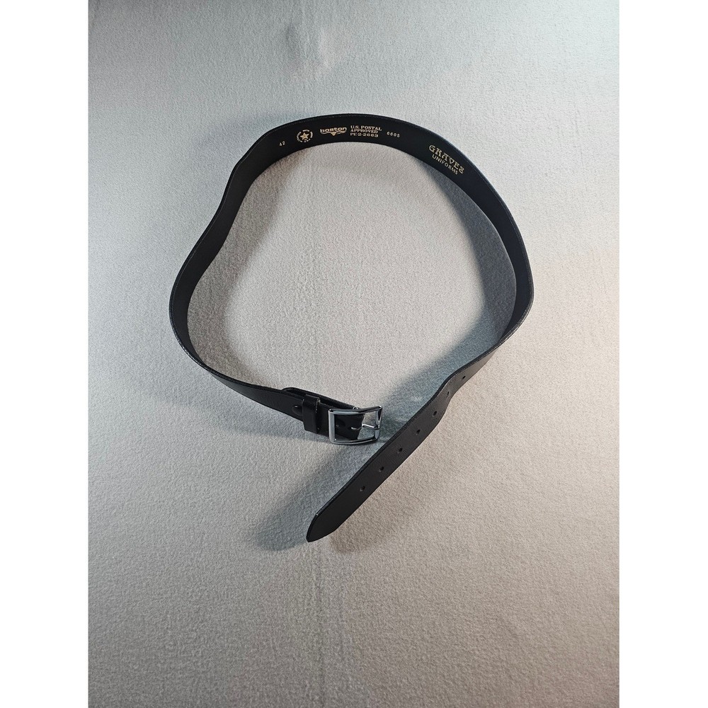 Graves Uniform Genuine Leather Black Men&rsquo;s Belt with Silver Buckle Size 42