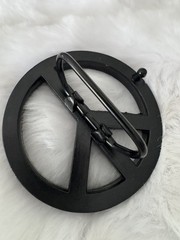 New Men’s Peace Sign Studded Black Belt Buckle New