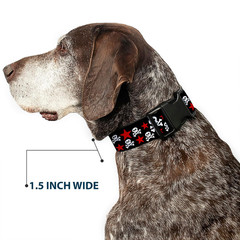 18-32&Prime; Skulls & Stars Black/White/Red Plastic Clip Collar, Wide Large