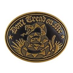 Don&rsquo;t Tread On Me Gadsden Flag Snake Belt Buckle Antique Bronze Black Enamel