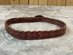 Mens Oden floral Leather Tooled Belt Buckle W/ Brown Leather Braided Belt