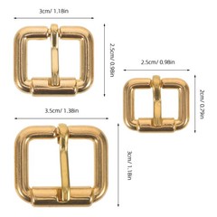 3Pcs Golden Metal Belt Buckles Copper Single Prong Durable Buckle for Bag Straps